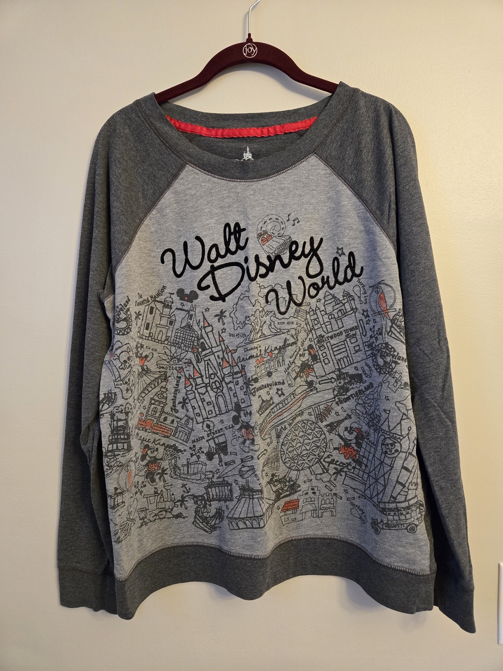 Disney Parks Gray Walt Disney World Crewneck Sweatshirt with Red Accents
